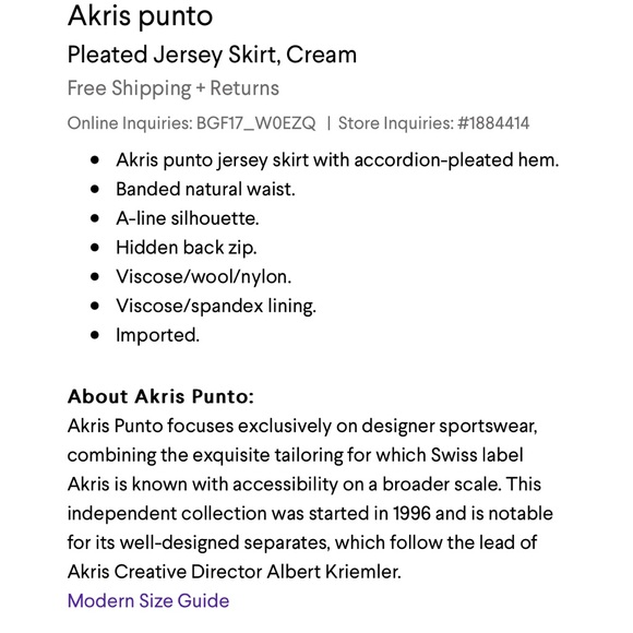 NWT Akris Punto cream pleated skirt size US 10 - Picture 5 of 5